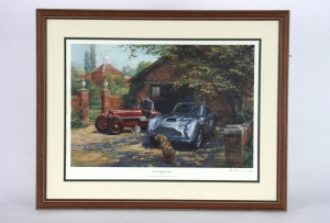 Aston Martin 'Thoroughbred stable' print by Alan Fearnley