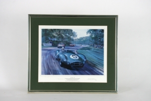 Aston Martin Michael Turner print signed by David Brown and Roy Salvadori