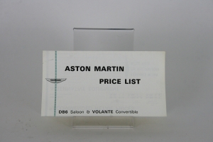 Original Aston Martin DB6 retail pricelist