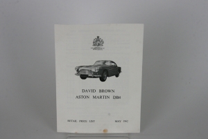 Aston Martin DB4 original retail price list