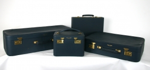 A complete set of Aston Martin V8 Volante luggage - Light Blue