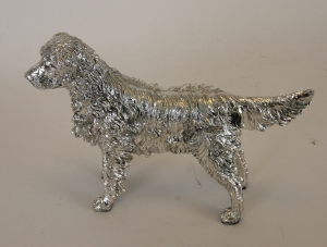 Silver Retriever dog desktop piece by Anthony Holt Goldsmiths