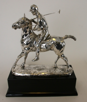 Silver Polo player silver sculpture by Anthony Holt Silversmiths