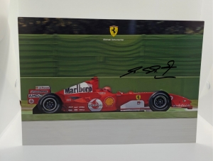 Michael Schumacher signed large size Ferrari postcard